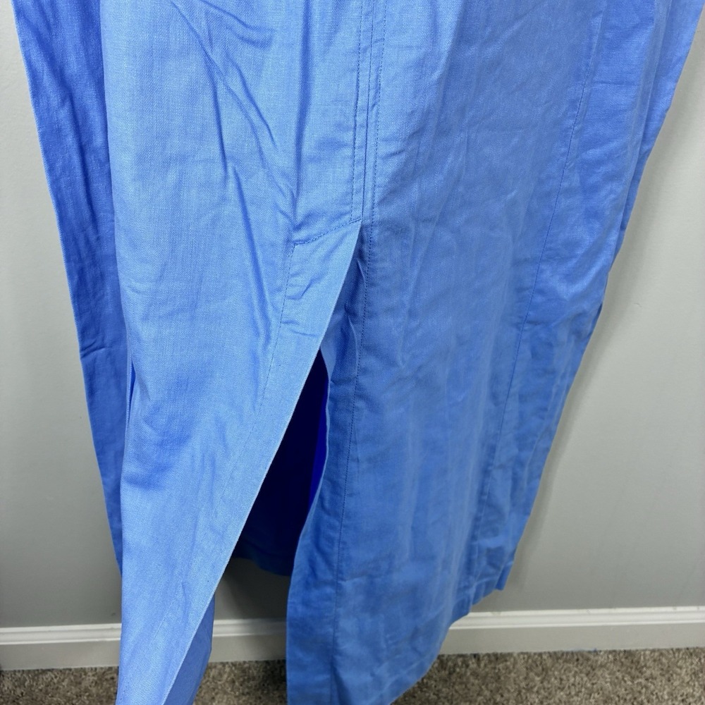 Banana Republic Women's Linen Maxi Dress Sz 18 Light Blue Resort Vacation Cruise - Picture 5 of 11